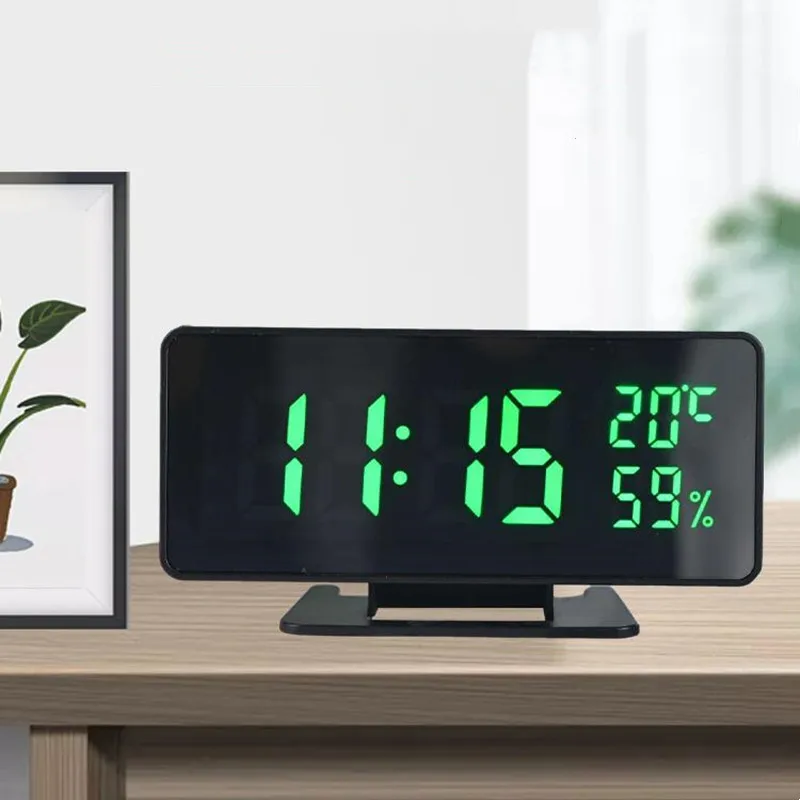 Digital  Alarm Clock with Temperature Humidity 3 Alarms Snooze Desk Table Clock Night Mode 12/24H USB Electronic LED Clock