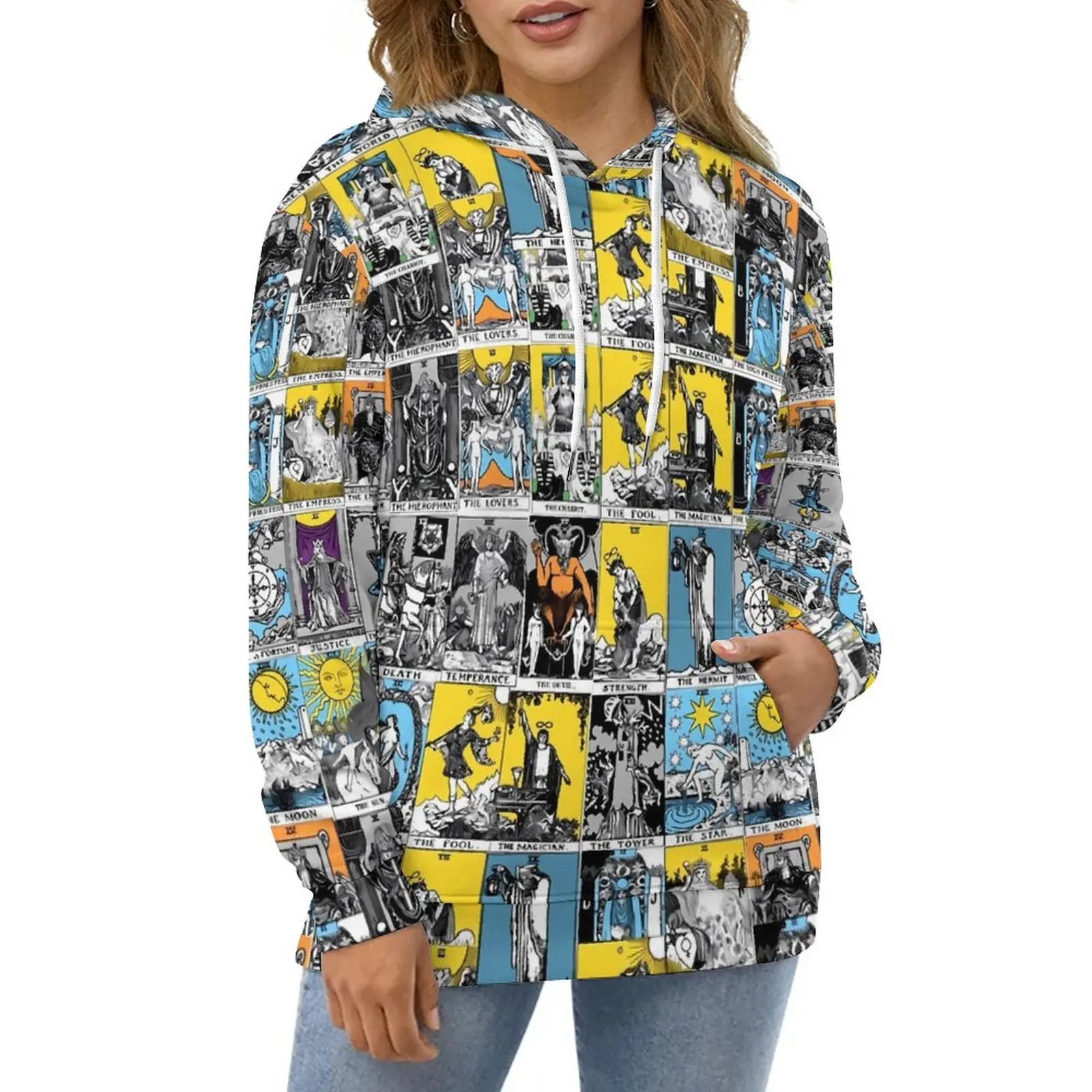 

Tarot Print Casual Hoodies A Major Arcana Kawaii Design Loose Hoodie Winter Long Sleeve Hip Hop Oversize Hooded Sweatshirts Gift