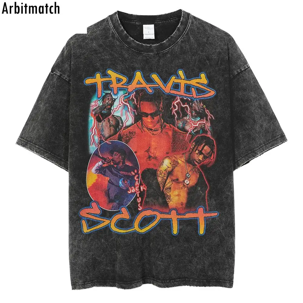 

Футболка мужская с принтом в стиле Харадзюку, винтажная тенниска оверсайз с принтом в стиле рэпера и графики, рваная майка с коротким рукаво...