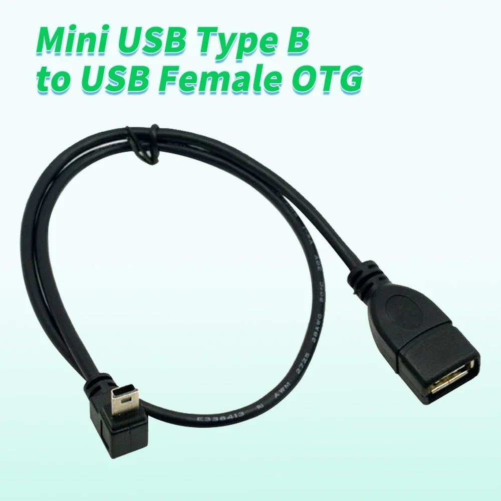 Фото 2 шт., 90 градусов вверх и вниз, угловой мини-USB типа B к USB, женский OTG-кабель 10 см, 25 см, 0,1 м, 0,25 м для планшета №1