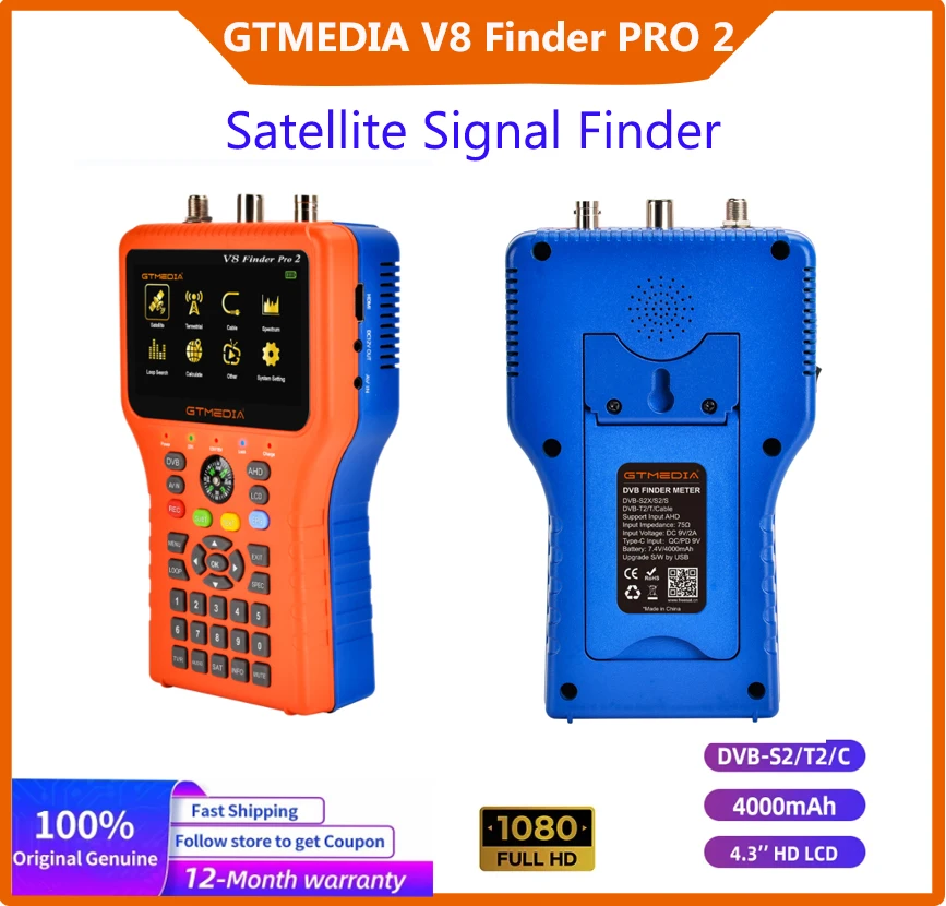 

Спутниковый прибор GTMEDIA V8 Finder Pro2, устройство для обнаружения спутниковых сигналов DVB-S2/T2/C, комбинированный HD цифровой прибор для обнаружения спутниковых сигналов H.265