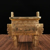 7 tibetan temple collection brass patina nafo heyday binaural cauldron fang zun incense burner gather fortune ornament