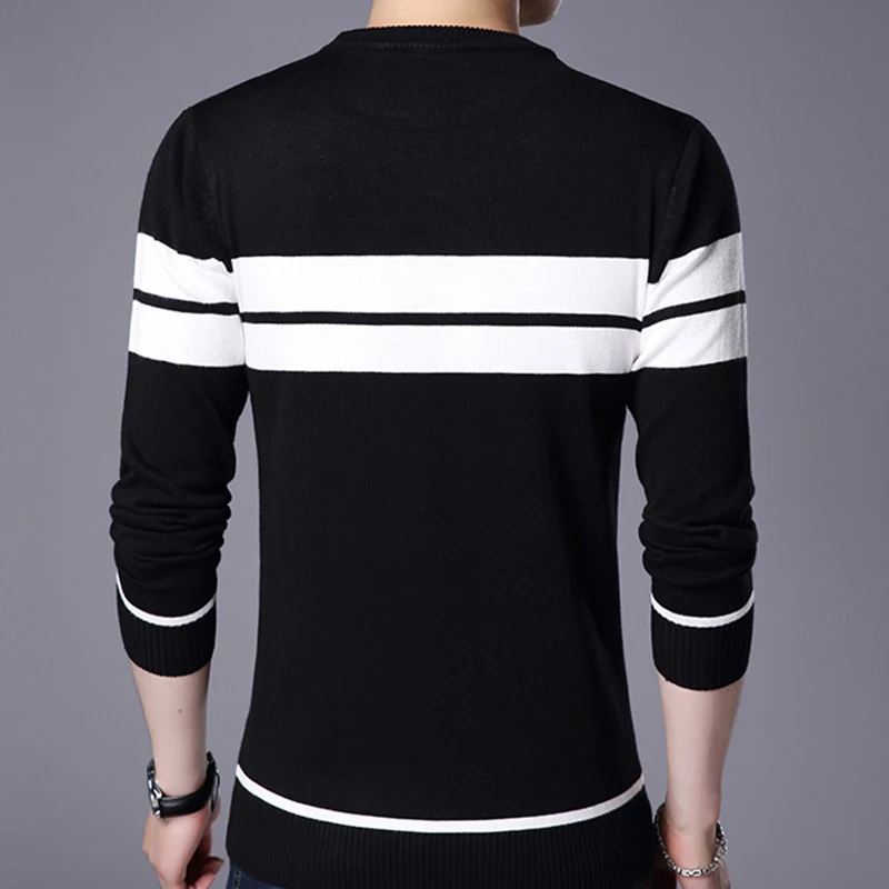 Spring and Autumn Striped Men's Jumper Thin Section Men's Round Neck Long Sleeve Knitted Sweater Fashion Bottoming Shirt