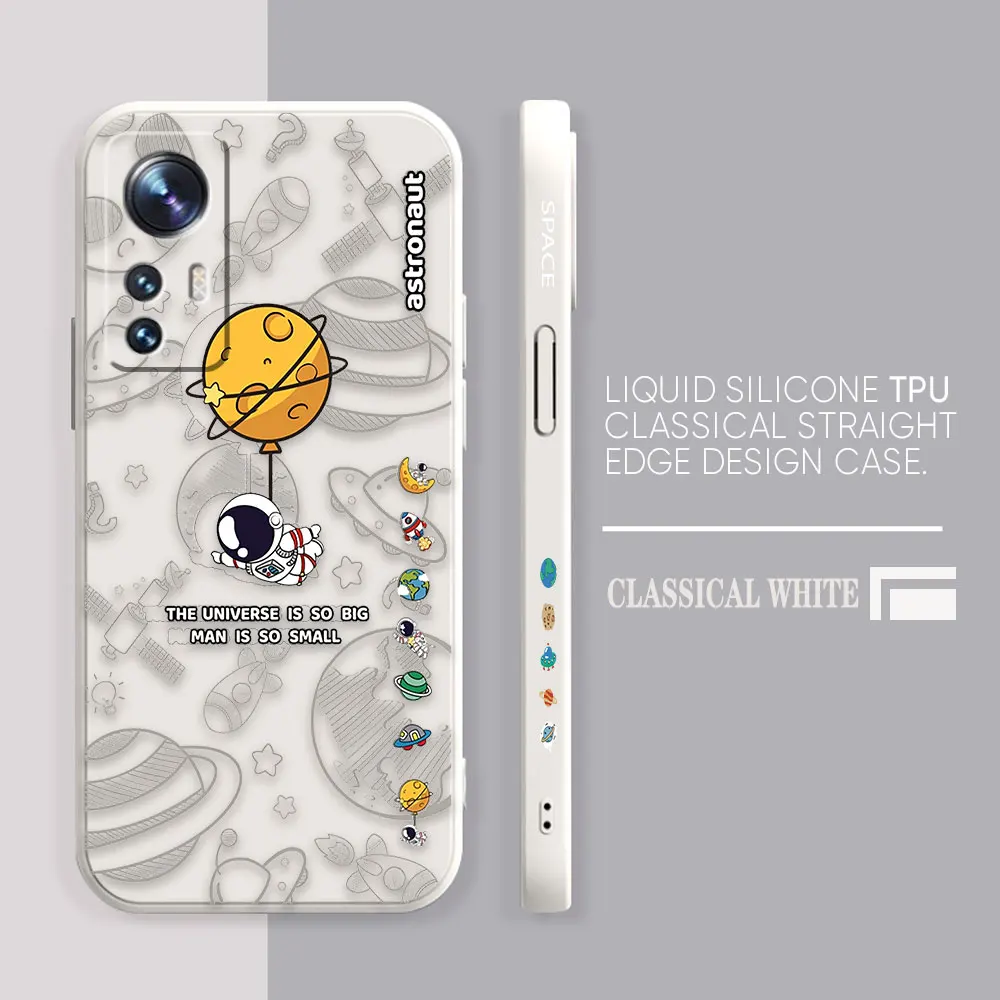 Phone Case For Xiaomi 13 12 12T 12S 11 11T 10S 9 8 Pro Ultra Lite Case Cover Funda Cqoue Shell Capa Cartoon Minimalist Astronaut