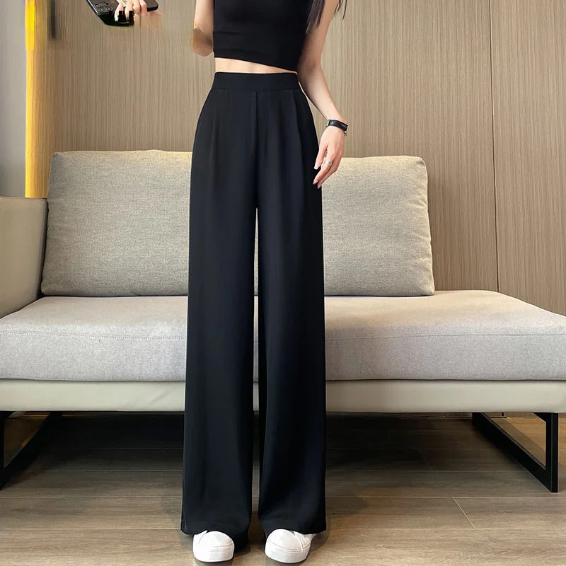 

2023 New Spring and Autumn Large Size Suit Pants Women High Waist Wide Leg Casual Straight Wide Leg Pants Women