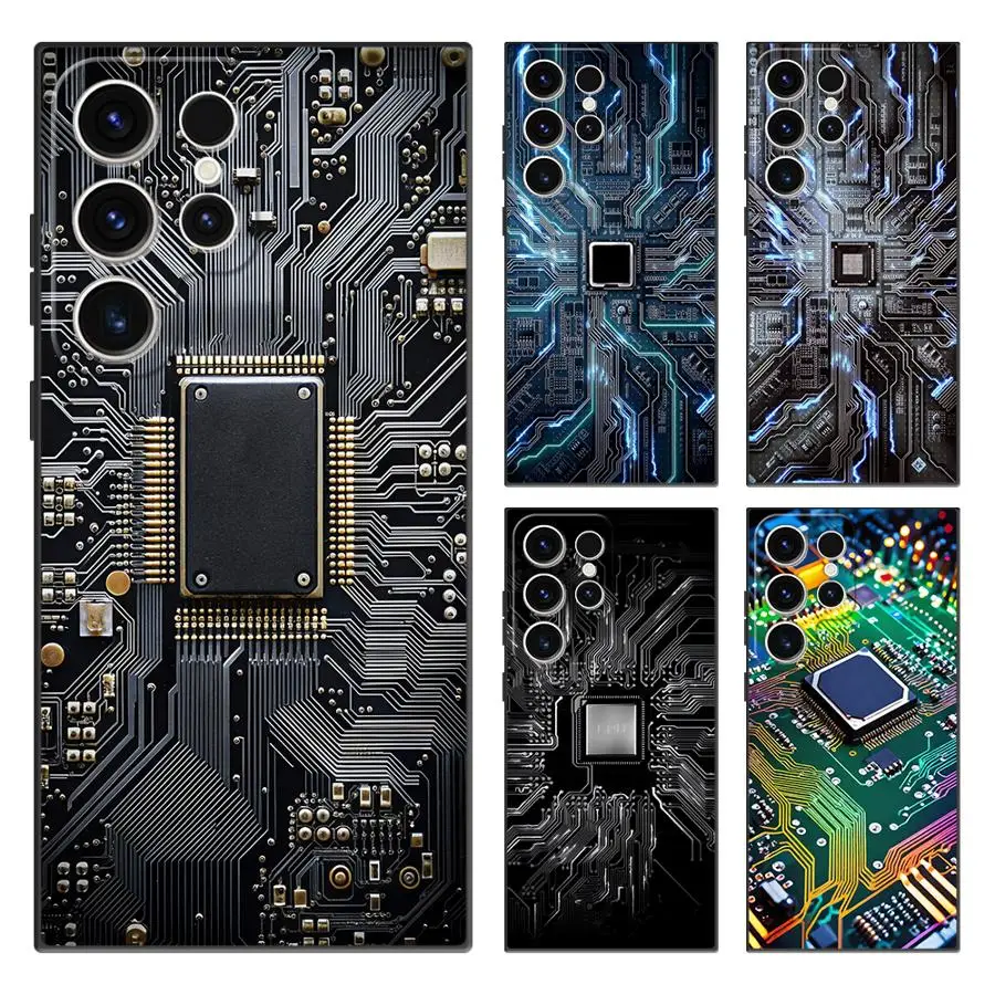 Фото Чехол для Samsung Galaxy S26 S20 S10 S9 S25 Ultra S21 FE S24 Plus S23 Note 20 Ultra 8 9 10, чехол-накладка с ретро-дизайном печатной платы №5