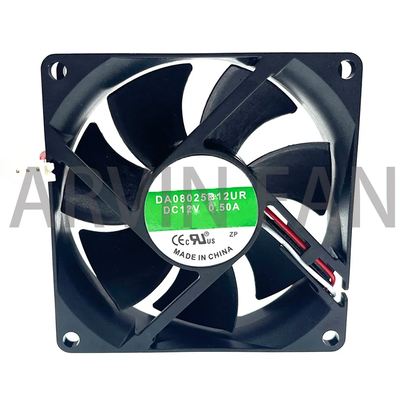 

DA08025B12UR 8cm 8025 80x80x25mm 80mm Fan DC 12V 0.50A Dual Ball Bearing High-Volume Cooling Fan Server Inverter Power Supply