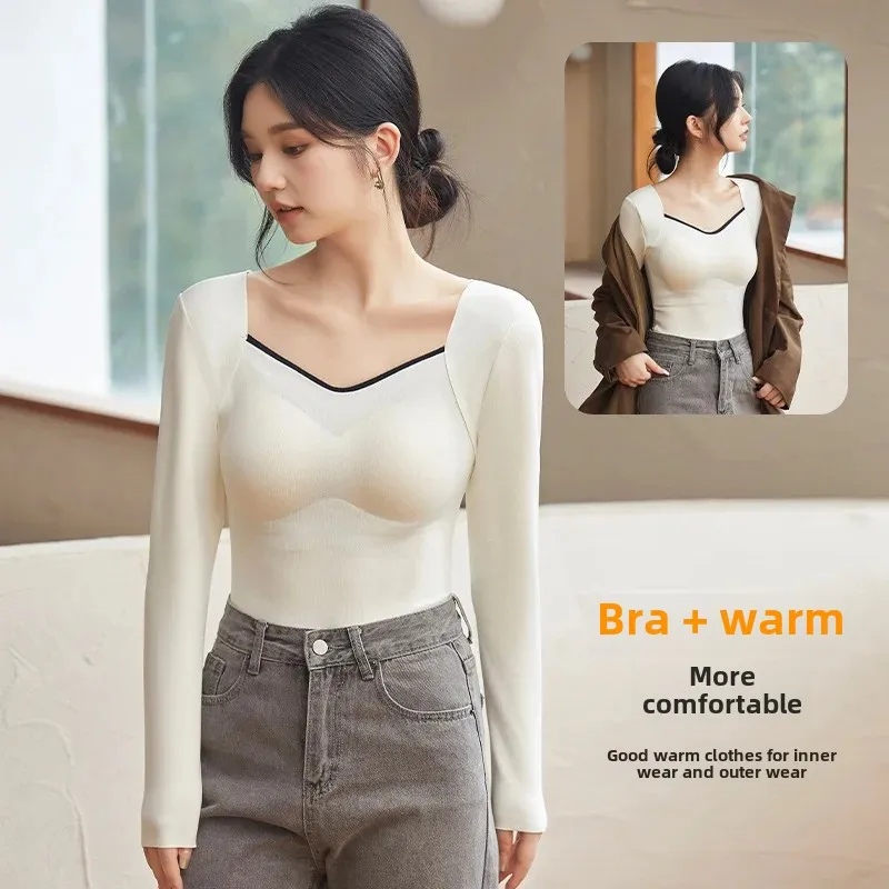 Новое поступление осени/зимы 2023 теплый бюстгальтер с цветными блоками женский