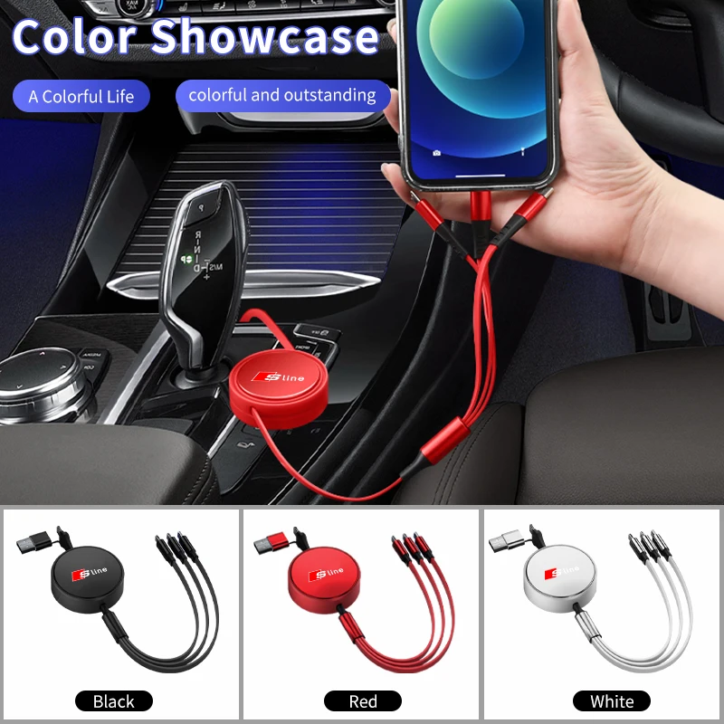 3 в 1 кабель для быстрой зарядки с разъемом Micro USB Type-C телефона Audi Sport S RS Line S7 S8 S5 S6 RS3