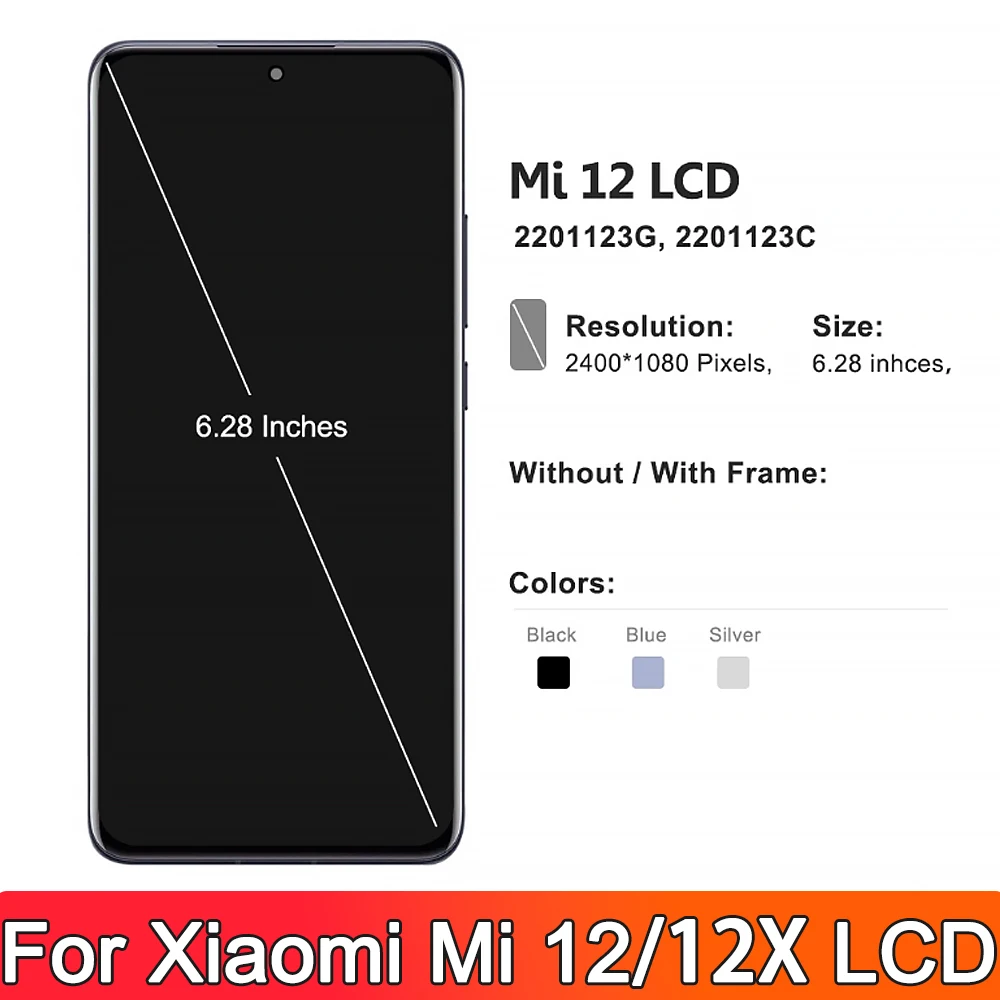 6 28-дюймовый ЖК-дисплей для Xiaomi 12 Mi сенсорный экран Mi12 2201123 Г C Дисплей в сборе 12X Mi12X