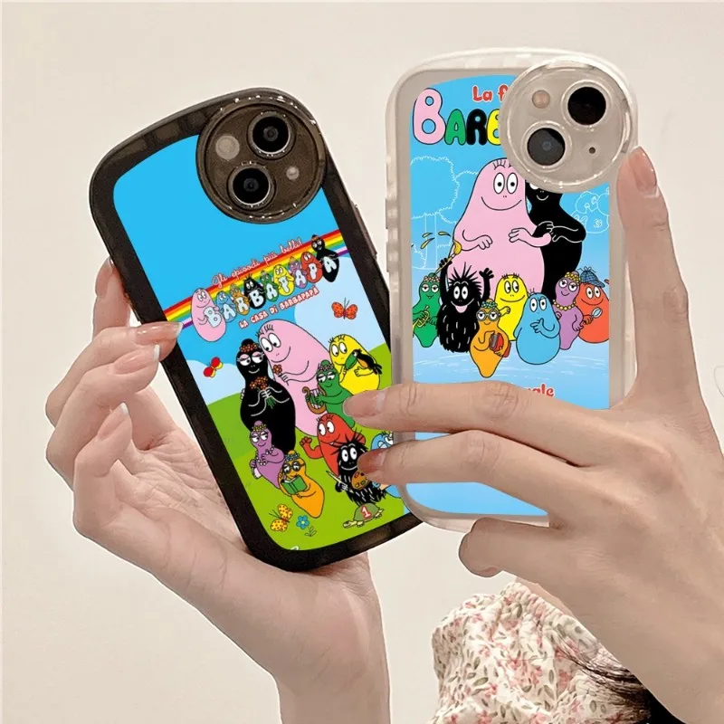 

Cartoon Barbapapa Phone Case For IPhone 14 13 11 12 Pro Max Mini X XR XS 7 8 6 Plus Angel Eyes Big Pupil Lens Couple