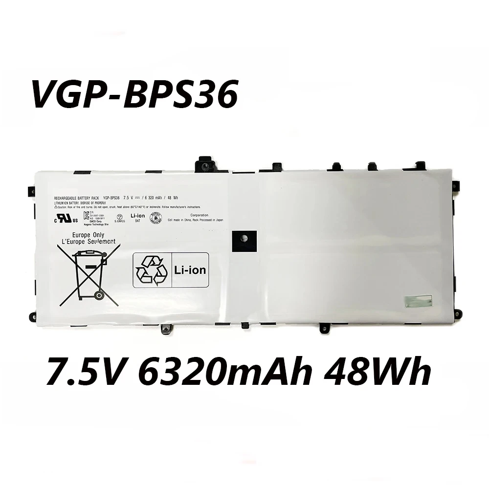 VGP-BPS36 7 5 V 48Wh 6320mAh Аккумулятор для ноутбука Sony Vaio Duo 13 Convertible Touch 3 &quotSVD13211CG Series