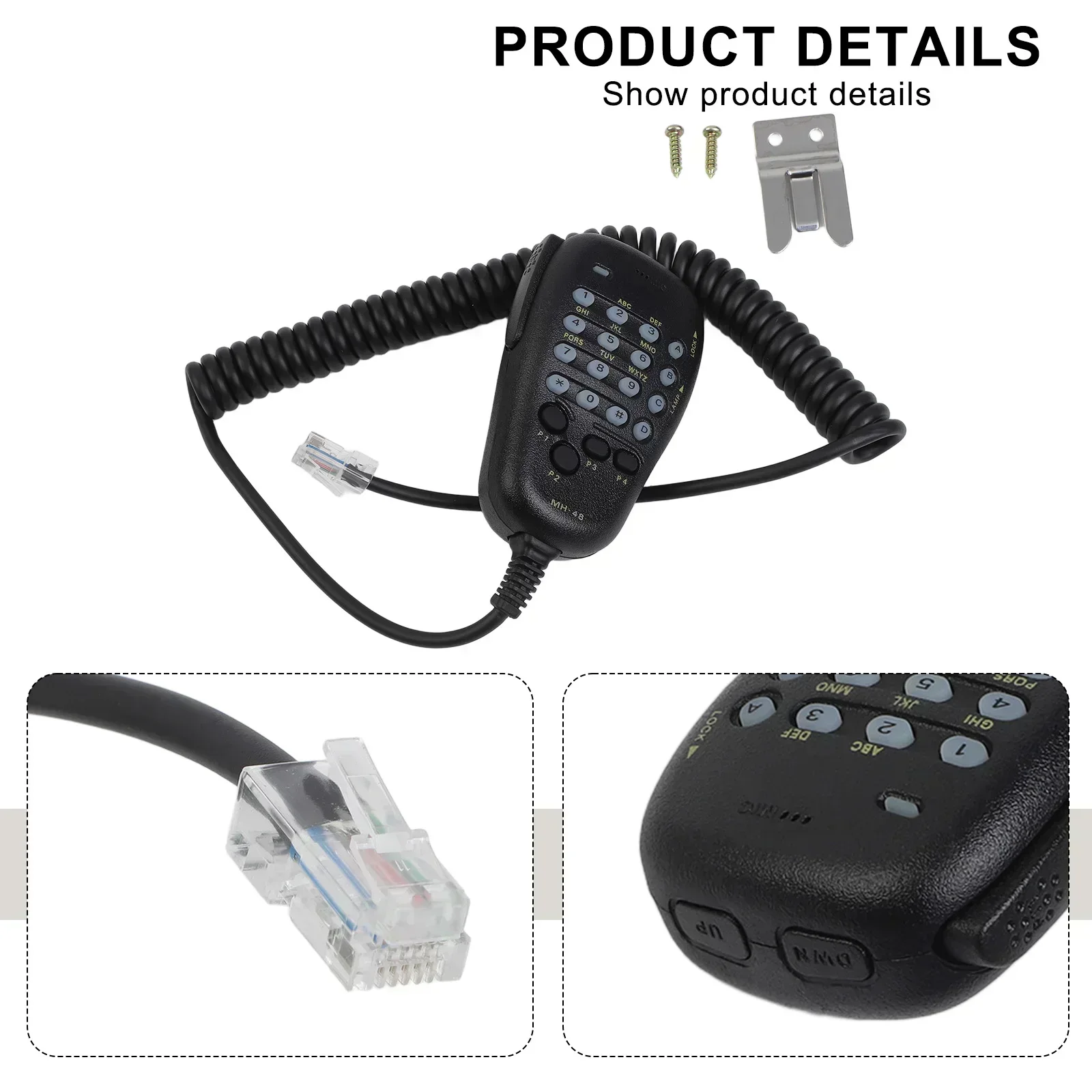 Фото MH48 MH48A6J 6-контактный микрофон для Yaesu FTM100DR FT7900R FT8900R, совместимый с несколькими автомобильными радиомоделями №1