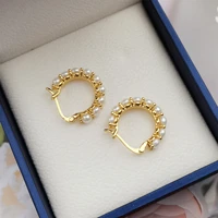 new fashion vintage japan korean hoop earrings for women handmade sweet simulated pearl circle jewelry pendientes gifts