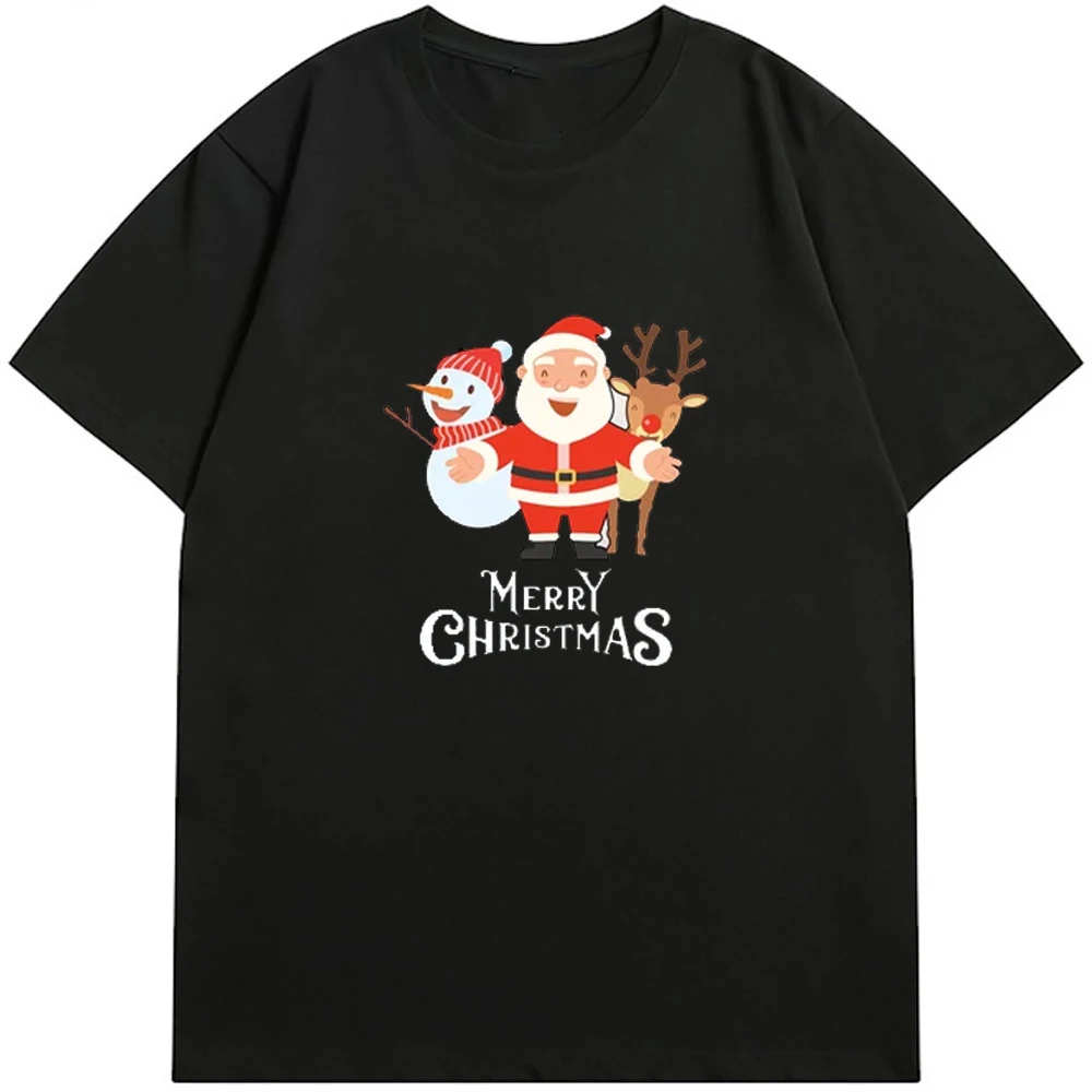 С Рождеством Санта-Клаусом и снеговиком милая зимняя футболка с рождественским