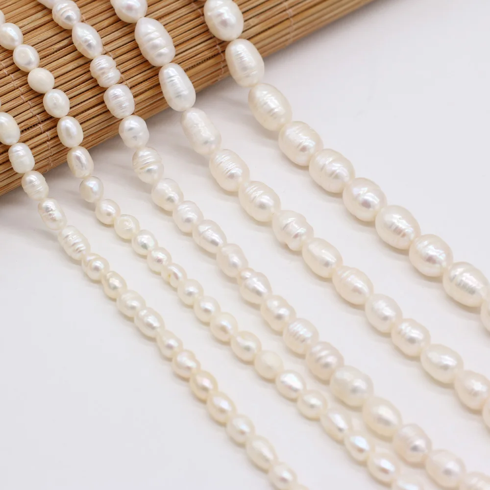 

Natural Freshwater Pearl Bead White Rice Shape Spaced Isolated Loose Beaded for Jewelry Making DIY Bracelet Necklace Accessories