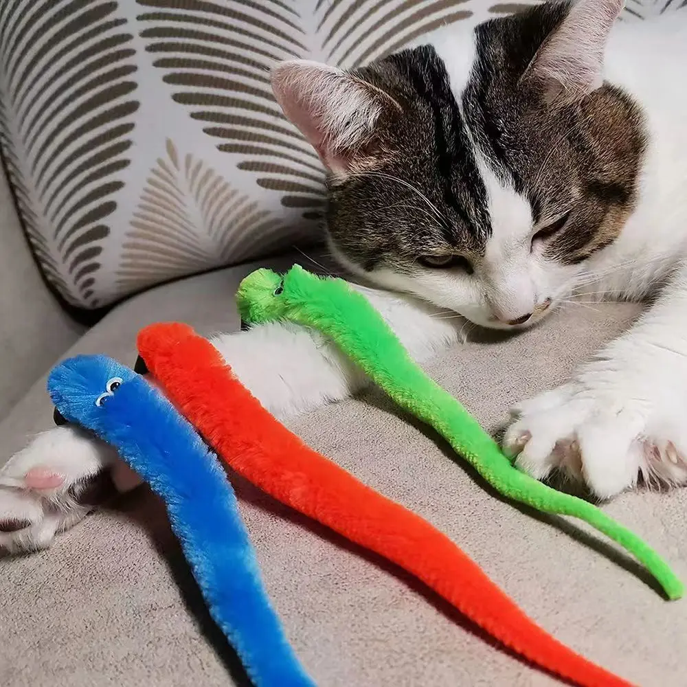 Funny Cat Stick Toy Furry Feather with Bell Cat Stick Toy Kitten Playing Pet Accessories Worm on A String Cat Toys Interactive