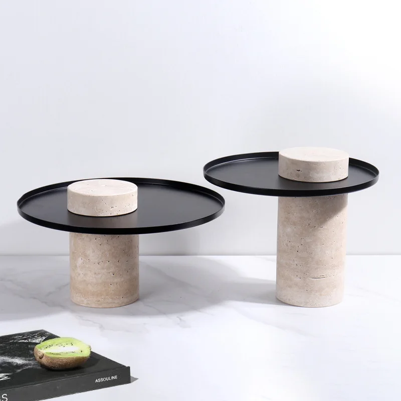 Фото Travertine Stone Serving Tray Natural Marble Low Tea Holder Tray Hightea Plate Luxury Reception Tray №3
