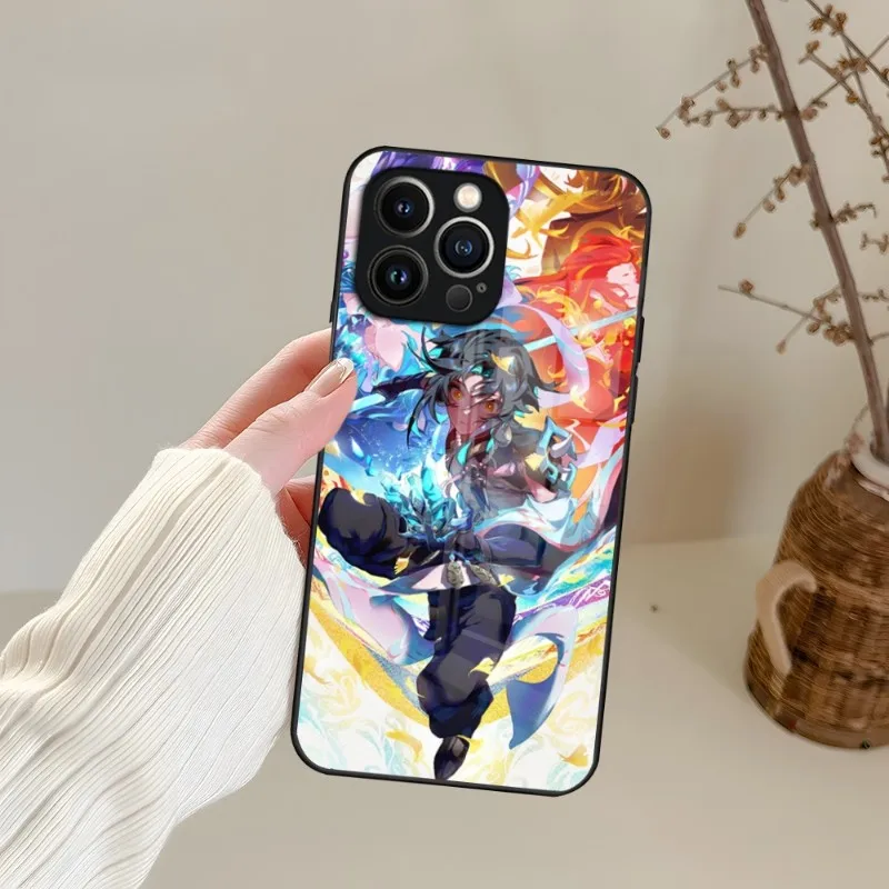 Чехол для телефона Genshin Impact Xiao закаленное стекло IPhone 13 14 12 11 Pro XS Max Plus Mini X XR 8 7 6s SE2020
