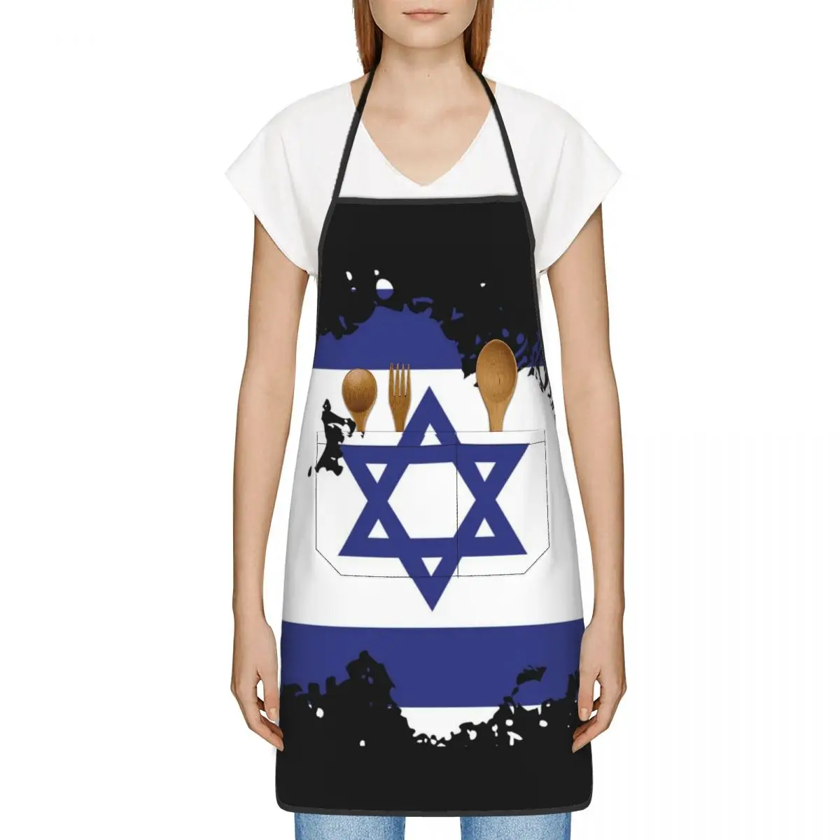Кухонный фартук в стиле гранж флаг Израиля рабочий шеф-повара ресторан красота