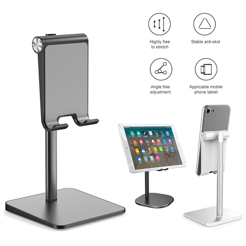 

Adjustable Cell Phone Desk Stand Holder - Aluminum Desktop Portable Universal Desk Stand For Smart Mobile Phone & IPad Holder