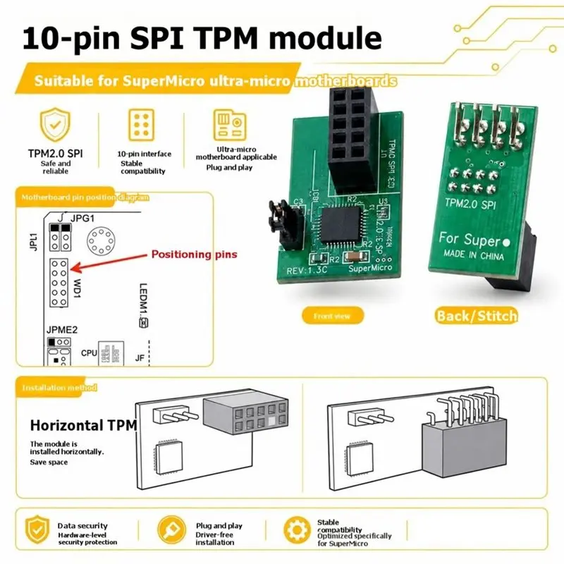 Фото PHFU-For Supermicro AOM для модуля безопасности TPM 2.0, 10-контактный SPI-модуль, процессор 9670H 9670V, модуль TP M 2.0 №3