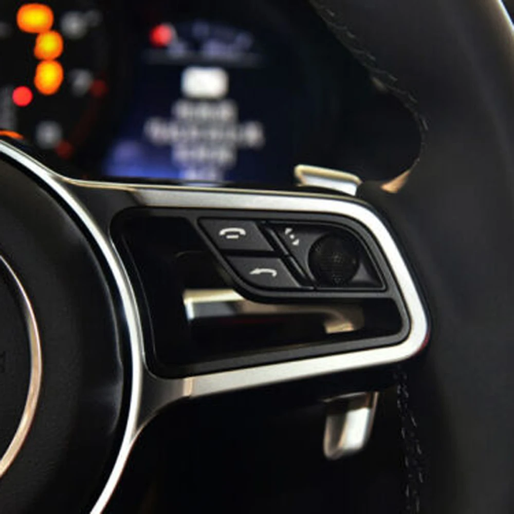 Car Interior Steering Wheel Switch Button Adjustment Decor Cover Trim Sticker Frame Strip For Porsche Cayenne 10-18 Macan 15-20