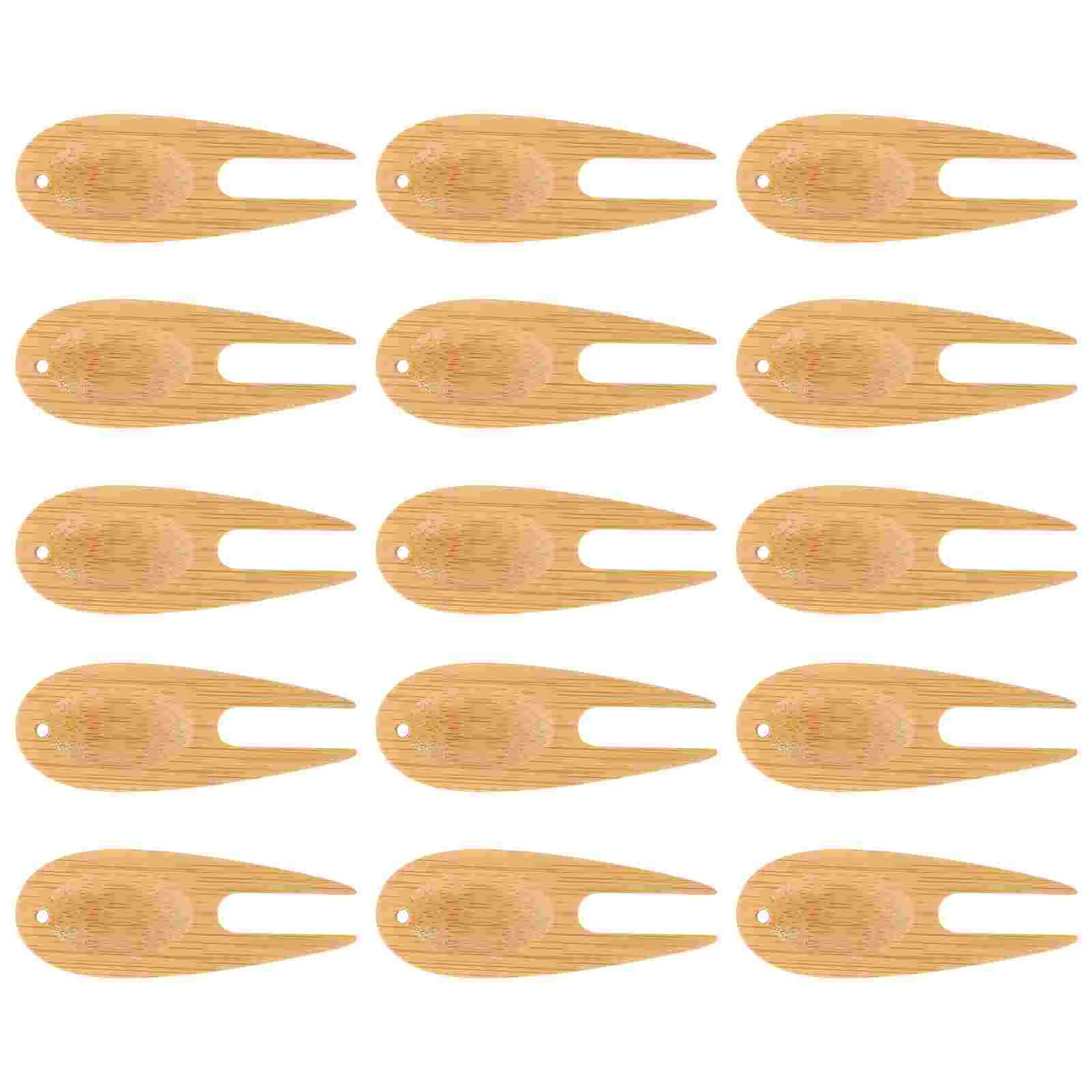 

15Pcs Bamboo Golfs Divot Forks Portable Divot Tools Fairway Trimmer (Khaki)