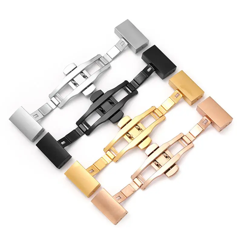 16mm 18mm 20mm 22mm 316L Stainless Steel Double Press Butterfly Buckle Metal Clasp Repair Accessories Tools Silver Gold Black
