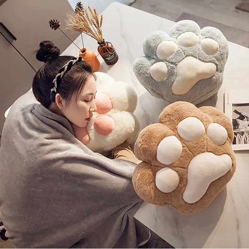

Throw Pillow Blanket Two-Piece Set of Cat Paw Stuffed Toy Soft Warm Children Adult Home Sofa Car Office Air Cotton Pillow Quilt