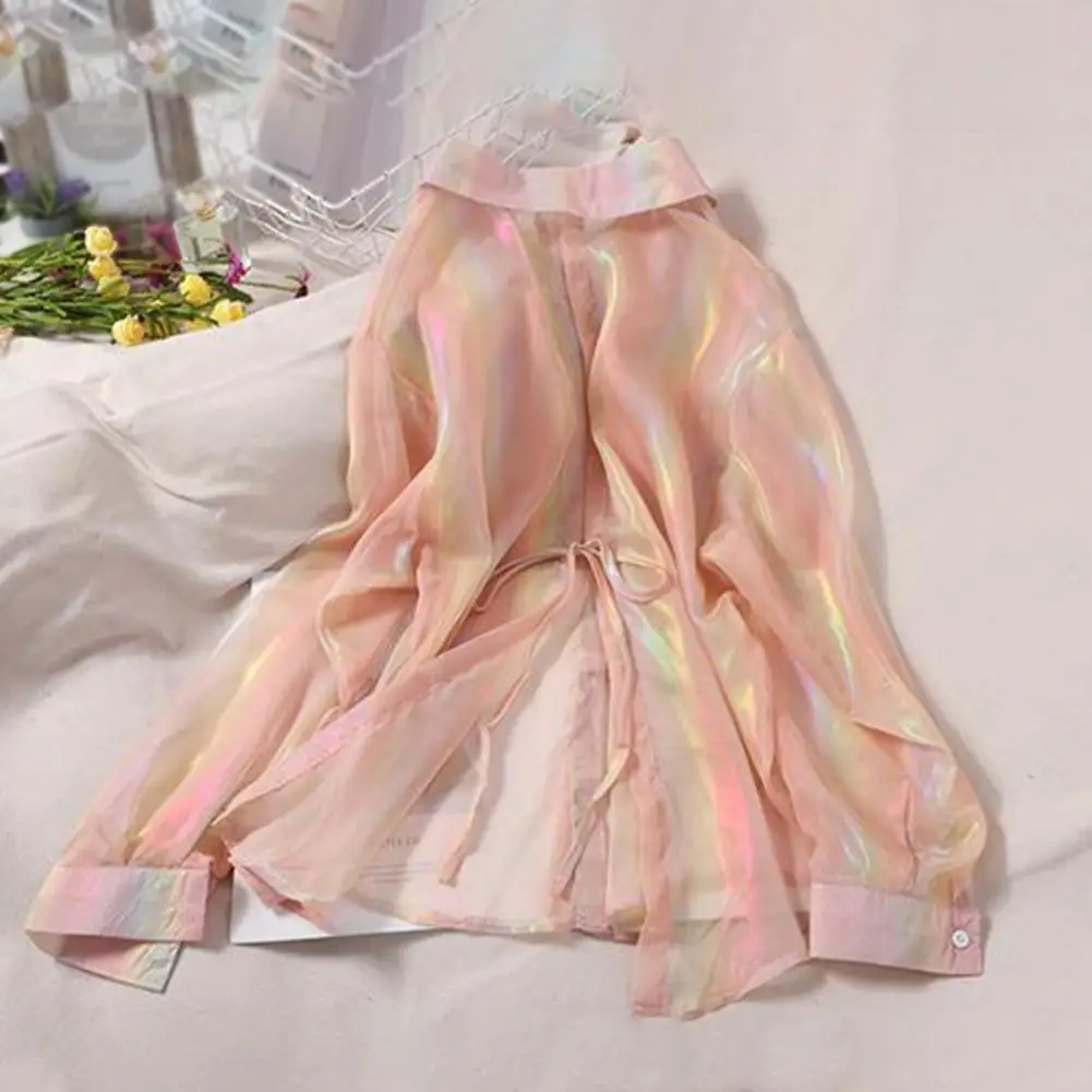 Женская шифоновая рубашка с рукавами 3/4 и галстуком-бабочкой легкий дышащий