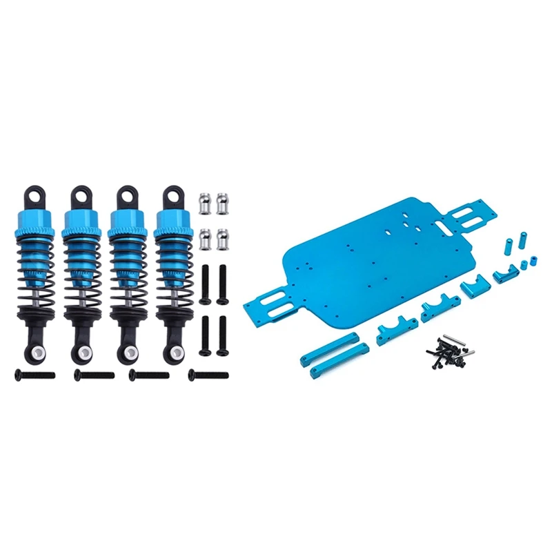 

2 Set RC Car Part: 1 Set Aluminum Shock Absorber & 1 Set Metal Bottom Plate With Accessories
