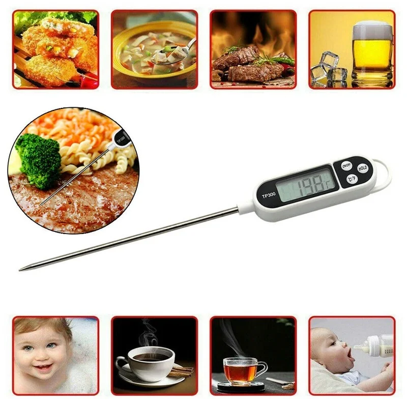 

2Pcs Digital BBQ Food Thermometer Meat Cake Candy Fry Grill Dinning Household Cooking Thermometer Gauge Oven Thermometer Tool