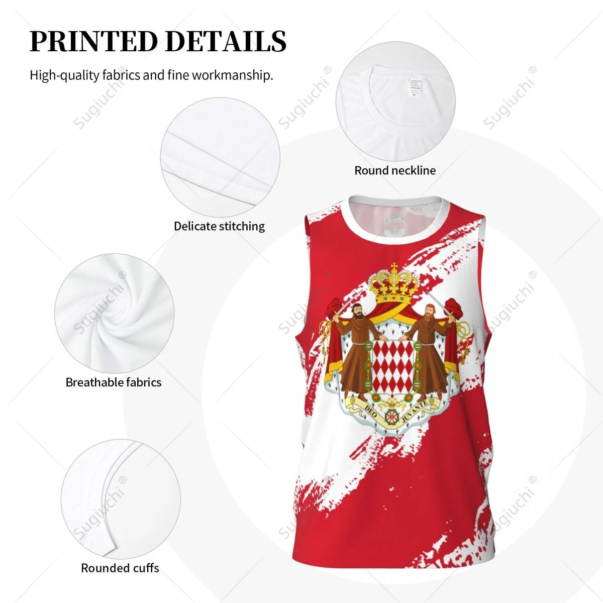 Мужская баскетбольная спортивная рубашка с флагом Монако для бега и фитнеса