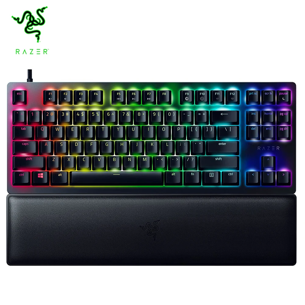 

Razer Huntsman V2 TKL Tenkeyless 87 Keys Gaming Keyboard Ergonomic Wrist Rest Detachable TypeC Cable Doubleshot PBT Keycaps