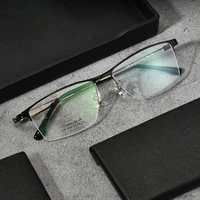 handoer pure titanium glasses frame uv400 optical prescription spectacles anti reflective men and women half rimless eyewear