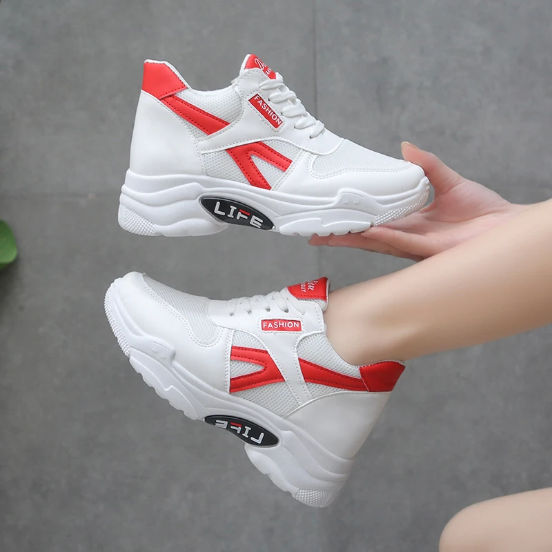 

2022 Women Fashion Vulcanized Sneakers Platform Flats Ladies Shoes Casual Breathable Wedges Ladies Walking Sneakers 35-40