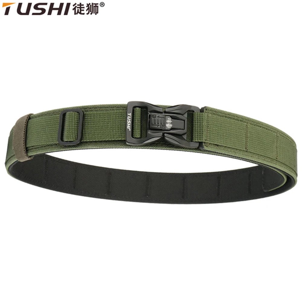 Жесткий военный ремень TUSHI для мужчин прочный нейлоновый металлический с