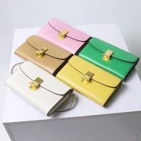 2022 new high quality cowhide box bag luxury leather messenger bag clutch bag wild candy color womens bag