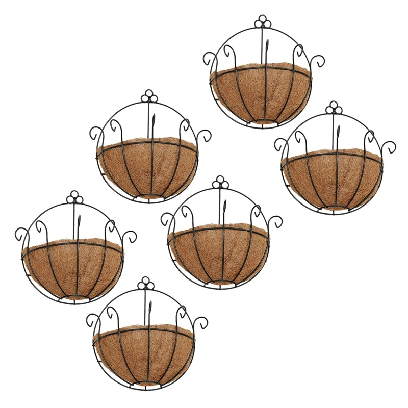 

Big Deal 6 PCS Iron Wall Hanging Gentleman Basket 25Cm Semi-Circular Plant Flower Wall Hanging Bracket Plant Hanger Decoration