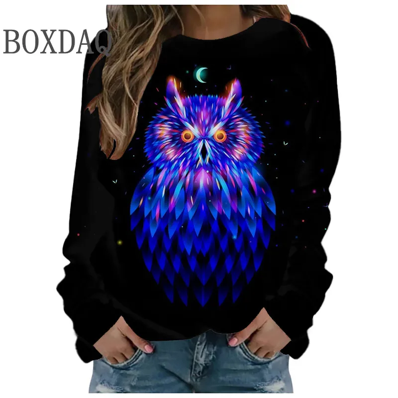 

Женская футболка с забавным градиентным мультяшным принтом, Повседневная осенняя одежда большого размера, женский свободный пуловер с дли...