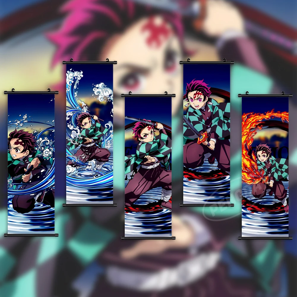 

Canvas Demon Slayer Home Decor HD Picture Kamado Tanjirou Print Poster Anime Wall Art Scroll Hanging Painting Bedside Background