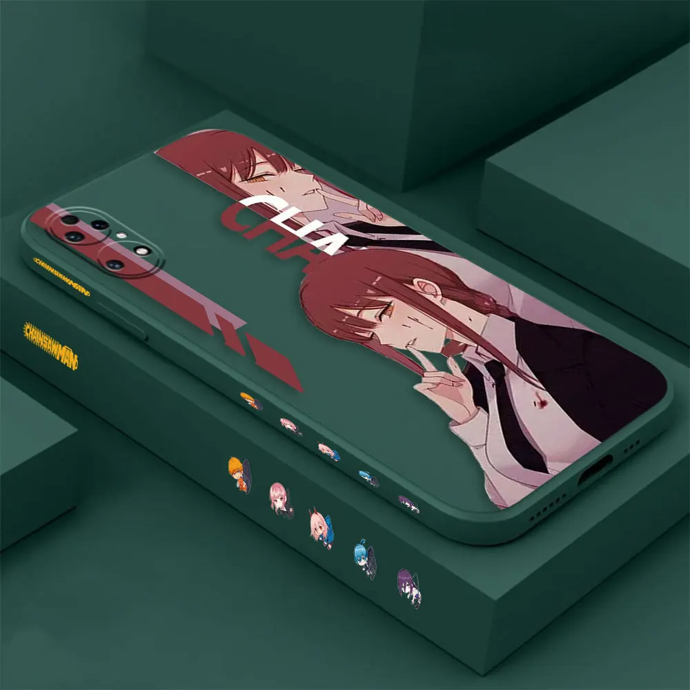Anime Chainsaw Man Makima Phone Case For Huawei P60 P50 P40 P30 P20 Mate 50 40 30 20 20X 10 Colour Liquid Silicone Cover Funda
