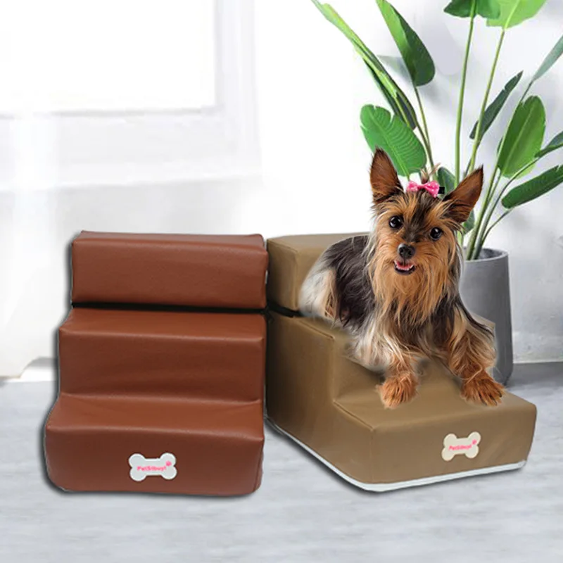 

Three-story Dog Stairs Pet Climbing Ladder Sponge Steps Small Dog Teddy on The Sofa Bed Climbing Ladder