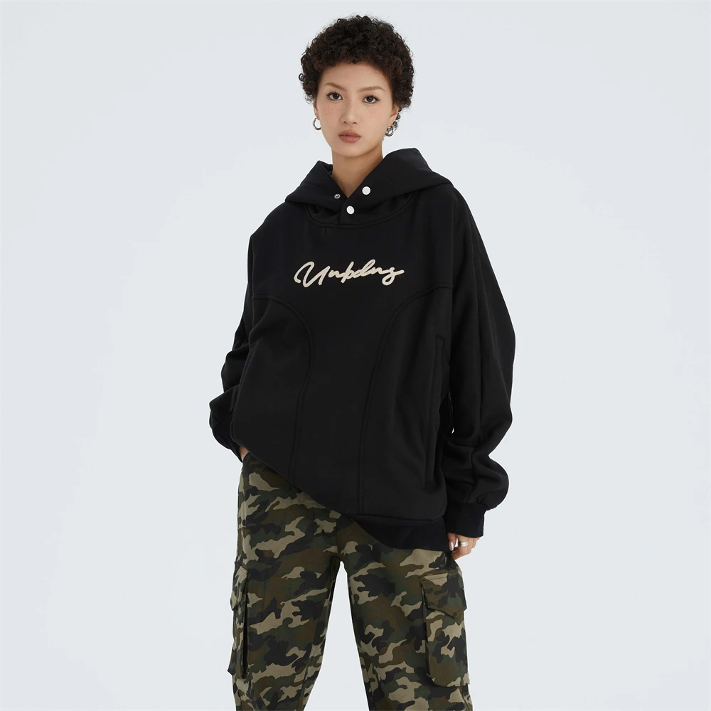 

New Winter Thick Warm Hoodies Letter Towel Embroidery Hooded Sweatshirts Street Women Clothes Pullover Fashion Casual Sweater