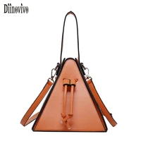 diinovivo trendy drawstring design ladies tote bag triangle shape shoulder messenger bag small female handbag and purse whdv2170