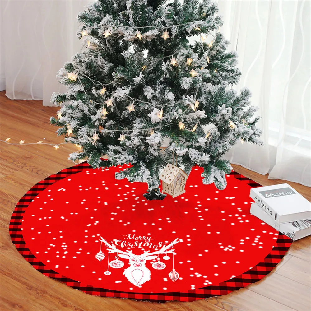 

Fashion Christmas Tree Skirt Christmas Tree Decoration Plaid Skirt Snowflake Deer Tree Skirt Rug Decoracion