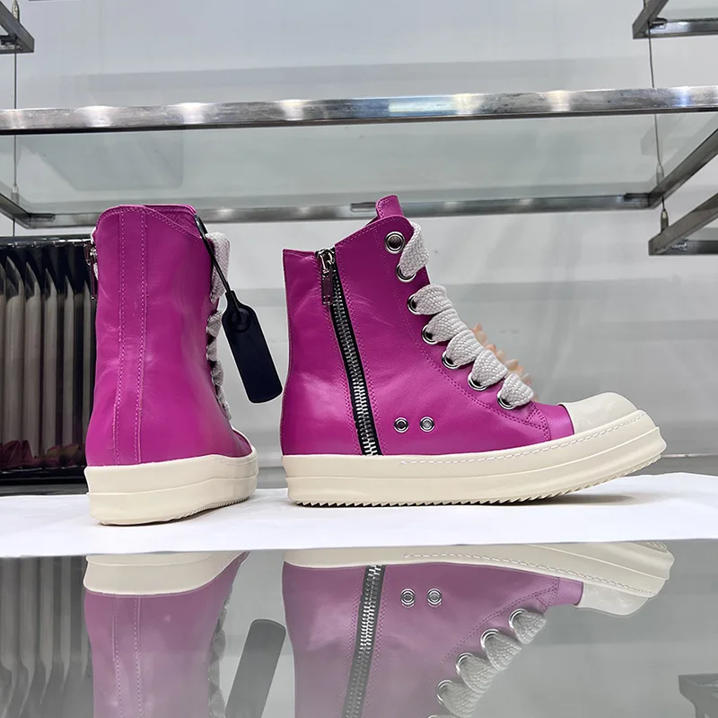 Dekherw Owens Boots Jumbo Lace Up Main Line Thick Sole Pink Fashion Designer Sneakers Leather Men Women High Top Casual Shoes