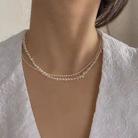 handmade natural baroque pearl clavicle chain retro short necklace for women jewelry
