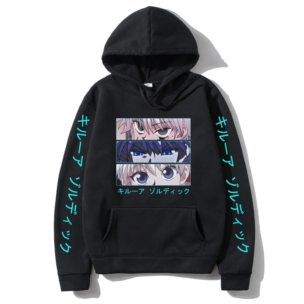 

Anime Hunter X Hunter Kurapika Hoodies Killua Zoldyck Eyes Print Hoodie Unisex Loose Sweatshirt Men Women Casual Hood Pullover